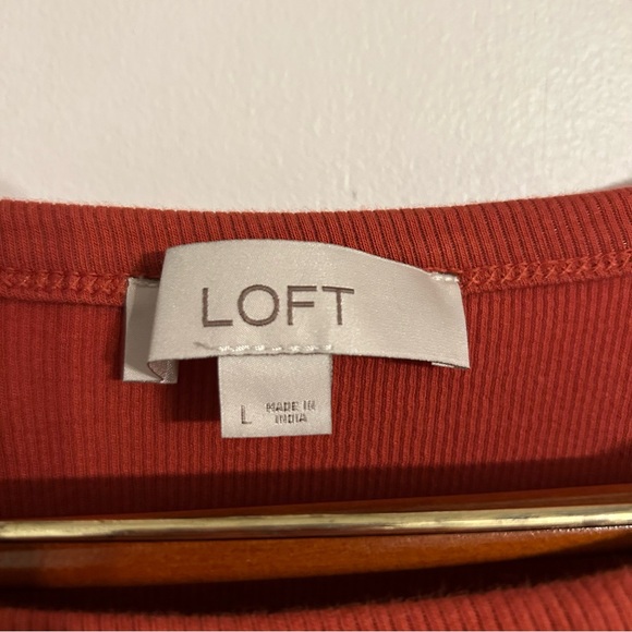 LOFT Women's Short Sleeve Blouse with Eyelet Sleeves Terracotta Copper Orange - Picture 2 of 5